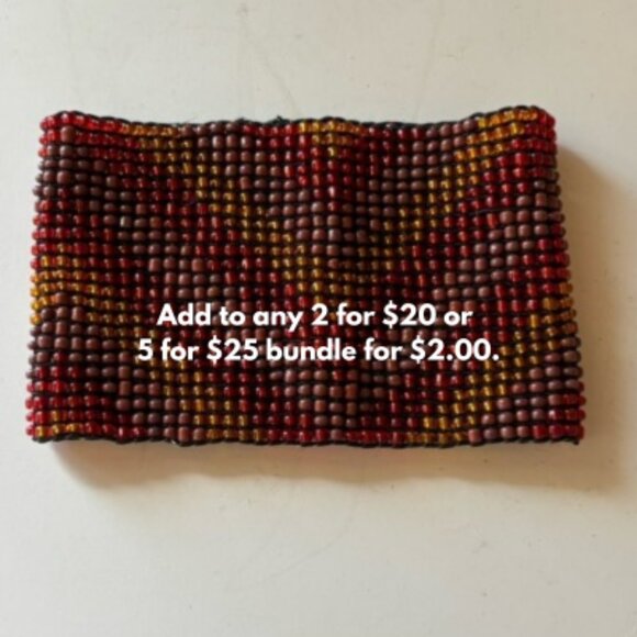 Beaded Bracelet in Red and Brown - Picture 1 of 3